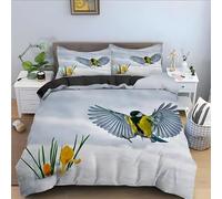 QBIDCSX Funda Nordica Cama 150 Pájaro Entre Flores Funda Edredon 240x220 cm y 1 Funda de Almohada 50x75 cm para Niñas Niños con Cremallera Suave Transpirable 110gsm Microfibra Fundas Nordicas