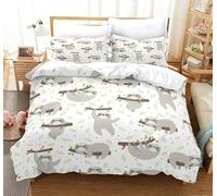 QBIDCSX Funda Nordica Cama 150 Perezoso Funda Edredon 240x220 cm y 1 Funda de Almohada 50x75 cm para Niñas Niños con Cremallera Suave Transpirable 110gsm Microfibra Fundas Nordicas