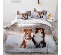 QBIDCSX Funda Nordica Cama 150 Perro Pastor de Border Funda Edredon 240x220 cm y 1 Funda de Almohada 50x75 cm para Niñas Niños con Cremallera Suave Transpirable 110gsm Microfibra Fundas Nordicas