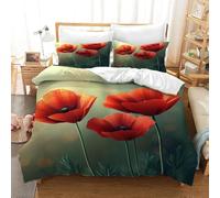 QBIDCSX Funda Nordica Cama 180 Amapola Funda Edredon 260x240 cm y 1 Funda de Almohada 50x75 cm para Niñas Niños con Cremallera Suave Transpirable 110gsm Microfibra Fundas Nordicas