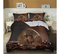 QBIDCSX Funda Nordica Cama 90 Bitcoin Funda Edredon 150x220 cm y 1 Funda de Almohada 50x75 cm para Niñas Niños con Cremallera Suave Transpirable 110gsm Microfibra Fundas Nordicas