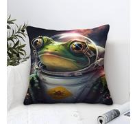 QBIREX 4 Almohadas económicas de Rana Astronauta para decoración navideña, Ligeras y Transpirables, 40 x 40 cm.