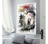 QBIREX 5 cuadros en lienzo de flores de cerezo, arte moderno de pared, impresiones para habitación de niños, oficina, lugar de trabajo, hogar, decoración de pared, estirado, fácil de colgar, 20 x 30