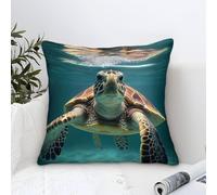 QBIREX Almohadas Decorativas con diseño de Tortuga Marina para el Cabello y la Piel, 50 x 50 cm
