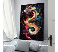 QBIREX Arte de dragón colorido para paredes del hogar, sala de estar, dormitorio, 40 x 60 cm