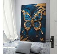 QBIREX Arte de mariposa Kintsugi, obra de arte para paredes del hogar, dormitorio, oficina, baño, decoración, lienzo, 40 x 60 cm