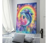 QBIREX Arte de pared con acuarela de delfín arcoíris para sala de estar y baño, 40 x 60 cm