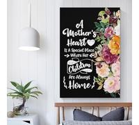 QBIREX Arte de pared de corazón de madre para sala de estar, obra de arte de animales para sala de estar, niños, niñas, niños, fiesta de cumpleaños, regalo de 12 x 18 pulgadas (30 x 45 cm)