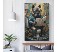 QBIREX Arte de pared para sala de estar con diseño de perro gordo, decoración para sala de estar y baño, 30 x 45 cm