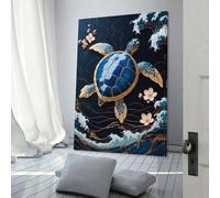 QBIREX Arte Kintsugi de tortuga dorada, divertido arte para baño, decoración para sala de estar y baño, pared de 20 x 30 cm