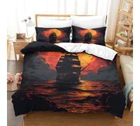 QBIREX Bettwäsche-Set für Kinder und Erwachsene, Segelboot-Bettbezug und superfeine Faser, 3-teilige Bettwäsche, Leichter Bettbezug, Friedenstagsgeschenke, Kingsize (220 x 240 cm)