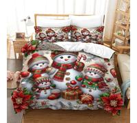 QBIREX Bettwäscheset für Kinder und Erwachsene, Frohe Weihnachten, Bettbezug und superfeine Faser, 3-teilige Bettwäsche, Leichter Bettbezug, Friedenstagsgeschenke, Doppelbett (200 x 200 cm)