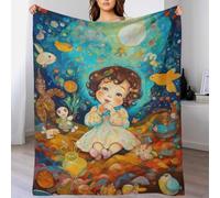 QBIREX Bonita Manta de Franela con diseño de Pintura al óleo, Grande, Gruesa, Suave y acogedora, Ideal para sofá Cama o como Regalo de Acción de Gracias, 180 x 200 cm.