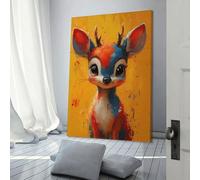QBIREX Bonita pintura al óleo de ciervo para decorar paredes del hogar, sala de estar, dormitorio, 50 x 75 cm.