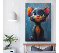QBIREX Bonita pintura al óleo de pantera para decorar la pared de tu sala de estar, dormitorio, 20 x 30 cm.