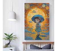QBIREX Bonita pintura al óleo infantil para sala de estar, imágenes para paredes, decoración rústica de baño, lienzo artístico de 60 x 90 cm.