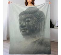 QBIREX Buddha in The Mist - Manta gigante con foto personalizada para mujeres y niñas, manta de madre de hija, regalos de cumpleaños para abuela, 50 x 60 pulgadas (127 x 152 cm)