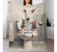 QBIREX Bull Terrier on the Toilet - Manta mullida de felpa personalizada para cama de bebé (150 x 200 cm)