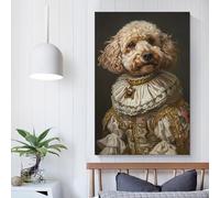 QBIREX Carteles e impresiones de perro Pudel, decoración de dormitorio, lienzo para pared, arte, regalo, decoración del hogar, cartel de pareja celebrando 50 x 75 cm
