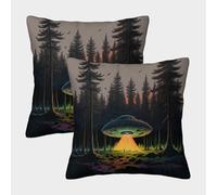 QBIREX Cojines Decorativos con diseño de ovnis para Dormitorio, Lavables a máquina, Paquete de 2, 40 x 40 cm