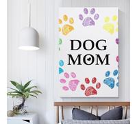 QBIREX Colorido lienzo de pared con diseño de pata de perro, mamá, para sala de estar, decoración moderna del hogar, 40 x 60 cm