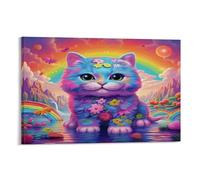 QBIREX Coloridos y lindos gatos impresiones de pared lienzo cuadros cuadros meditación espíritu yoga habitación baño decoración fiesta de cumpleaños decoración 20 x 30 cm