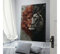 QBIREX Cuadro de león con dos caras, decoración de pared para dormitorio, listo para colgar, para baño, inodoro, lienzo de pared de 20 x 30 cm.