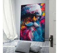 QBIREX Cuadro de lienzo con salpicaduras de pintura de Papá Noel para pared, para adolescentes, juegos, habitación de niños, decoración de pared, imágenes grandes de 40 x 60 cm