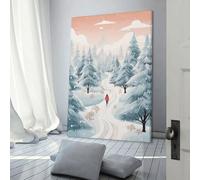 QBIREX Cuadro de pared con un paseo invernal por el bosque de pinos, decoración de pared para dormitorio, listo para colgar, para baño, inodoro, lienzo de pared de 60 x 90 cm.