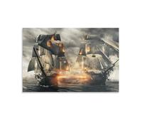 QBIREX - Cuadro de pared con una batalla naval épica por el pasillo y las escaleras, para el salón, el dormitorio, 30 x 45 cm