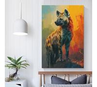 QBIREX Cuadro de pared de La Hiena Loca, decoración para sala de estar y baño, lienzo de 60 x 90 cm.