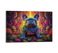 QBIREX Cuadro de pared moderno con diseño de perro colorido y lindo, pintura de pared, para habitación de niños, oficina, lugar de trabajo, hogar, decoración de pared, estirado, fácil de colgar, 30 x