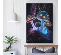 QBIREX Cuadro moderno con seta mágica cósmica para adultos y niños, pintura al óleo sobre lienzo, decoración de pared, regalo, 40 x 60 cm