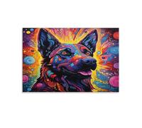 QBIREX Cuadros coloridos y lindos de perro para sala de estar, regalo, lienzo decorativo nórdico, listo para colgar, póster e impresión, 20 x 30 cm