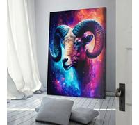 QBIREX Cuadros de cabra para sala de estar, regalo, lienzo, arte de pared, decoración nórdica del hogar, listo para colgar, carteles e impresiones, 20 x 30 cm