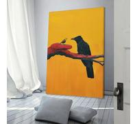 QBIREX Cuadros de cuervos y pájaros pequeños para dormitorios de adolescentes, niñas y mujeres, decoración de sala de estar, lienzo de pared de 20 x 30 cm.