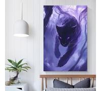 QBIREX Cuadros de pantera morada para sala de estar, decoración de baño, impresiones artísticas modernas, 60 x 90 cm