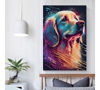 QBIREX Cuadros de pared con colores de Golden Retriever para sala de estar, cocina, decoración del hogar, 40 x 60 cm