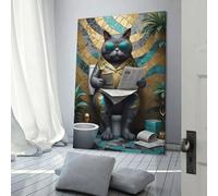 QBIREX Cuadros de pared con diseño de gato gordo para baño, para sala de estar, para adolescentes y niños, decoración de pared moderna, 40 x 60 cm