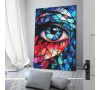 QBIREX Cuadros de pared con diseño de ojo de vitral para sala de estar, cocina, decoración del hogar, arte de pared gris, 50 x 75 cm