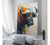 QBIREX Cuadros de pared con el búfalo de agua sagrado para sala de estar, cocina, hogar, decoración de pared, 60 x 90 cm