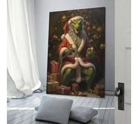 QBIREX Cuadros de pared de gato de invierno de Navidad para dormitorio, arte de animales, arte en lienzo para decoración de baño, 20 x 30 cm