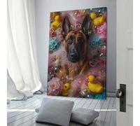 QBIREX Cuadros de pared de perro belga malinois para sala de estar, cocina, decoración del hogar, arte de pared gris, 60 x 90 cm