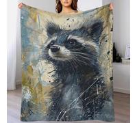 QBIREX Curious Raccoon - Manta doble suave para mujer, para sofá, regalo personalizado de Navidad, cumpleaños, 40 x 50 pulgadas (100 x 130 cm)