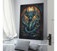 QBIREX Decoración de pared con cabeza de hidra, animal mítico, para sala de estar, para adolescentes, niñas y mujeres, decoración de baño, 40 x 60 cm