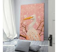 QBIREX Elegante lienzo de garza con flores de cerezo para dormitorio, sala de estar, niños, niñas, niños, fiesta de cumpleaños, regalo, obra de arte, 20 x 30 cm