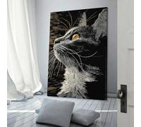 QBIREX Elegante retrato de gato en estilo rascador, obra de arte para paredes del hogar, sala de estar, dormitorio, obra de arte de 30 x 45 cm (12 x 18 pulgadas).