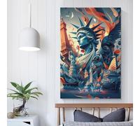 QBIREX Estatua de la Libertad de Nueva York, lienzo para pared, decoración para habitación de adolescentes, 60 x 90 cm