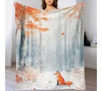 QBIREX Fox in Winter Forest - Mantas de forro polar cálidas y acogedoras de Navidad para picnic, mantas para adultos, para novia, pareja, románticas, 40 x 50 pulgadas (100 x 130 cm)