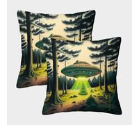 QBIREX Fundas de Almohada con diseño de ovnis para el hogar y el Hotel, cuadradas, extragrandes, Paquete de 2, 45 x 45 cm